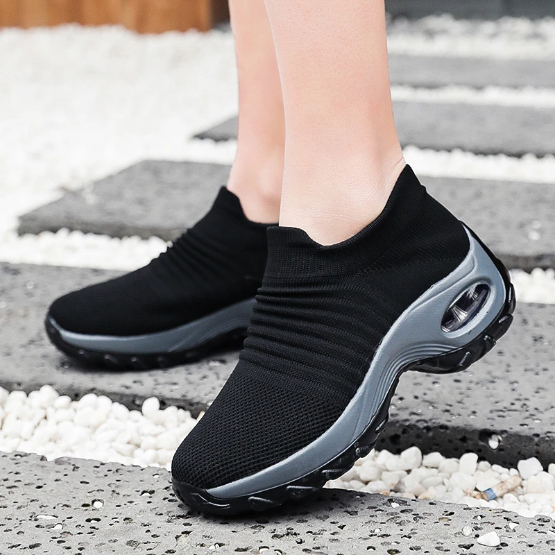 deportivos para Mujer, zapatillas de tenis al aire libre, Zapatos de plataforma con cuña, aumento de altura 5CM, calcetín transpirable, calzado Mujer|Zapatos de tenis| - AliExpress