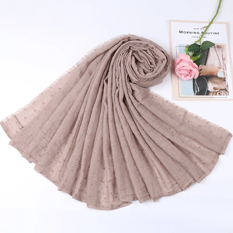 Женская мода простой горошек бахрома вискоза шаль шарф для женщин Высокое качество Осень Зима пашмины Foulards мусульманский хиджаб 180*90 см