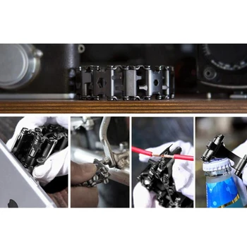 

Multi Tool Bracelets Stainless Steel Outdoor Bolt Driver Tool Kit Screwdriver Hand Chain Field Survival Bracelet for Camping