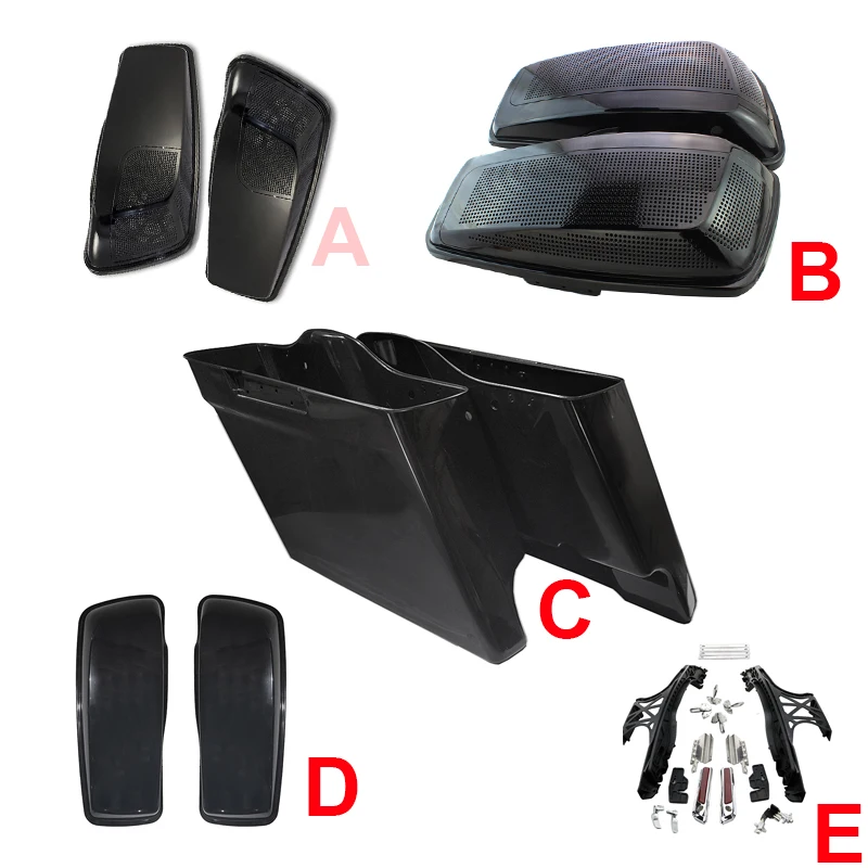 Unpainted Hard Extended saddlebag Speaker Side Bag Lid W Latches for 2014 -2020 Harley Davidson Touring Road King Street Glide (5)