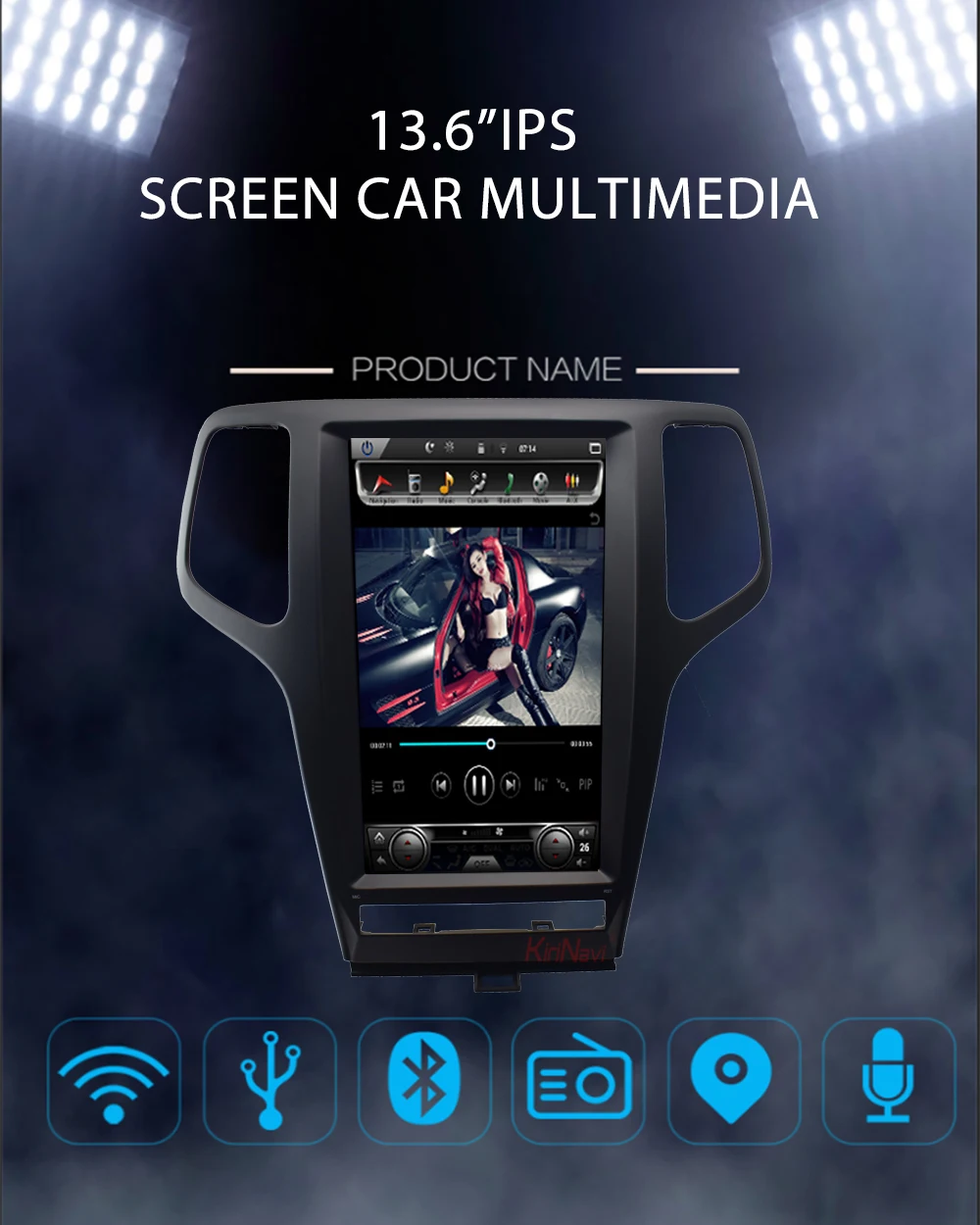 KiriNavi 10,4 ''Telsa стиль вертикальный экран 1 Din Android 8,1 Автомагнитола gps навигация для Jeep Grand Cherokee автомобильный dvd-плеер 4G