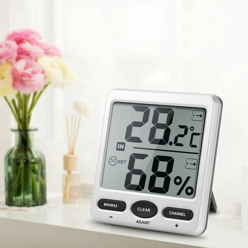GYTB Lcd Digital Thermometer Wireless Temperature Humidity Meter Indoor Outdoor 8-Channel Thermometer Hygrometer with 3 Remote