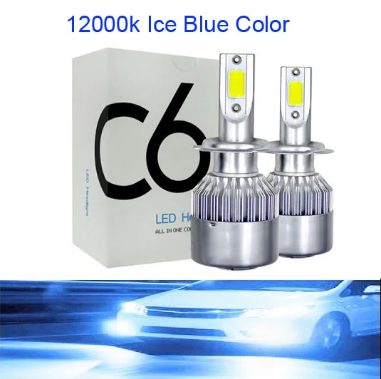 8000 К Ice blue H7 светодиодный 12000LM мини автомобильный лампы для передних фар H4 светодиодный H11 H1 9012 комплект фар 9005 HB3 9006 HB4 COB Автомобильные светодиодные лампы - Испускаемый цвет: 12000K