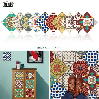 

AMJ New Products Hard Tile Stickers Waterproof Wear-Resistant Tile Stickers PVC Thickened Wall Stickers European Style Bright Su