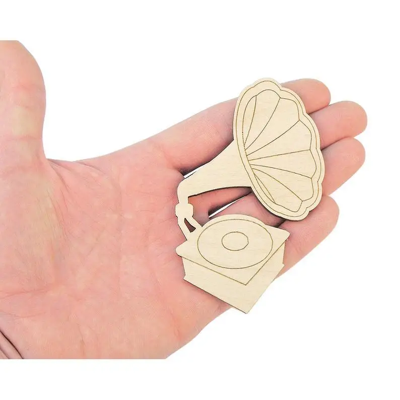 

Wooden Gramophone (10cm) Shape Art Projects Craft Decoration Gift Decoupage Ornament 0457