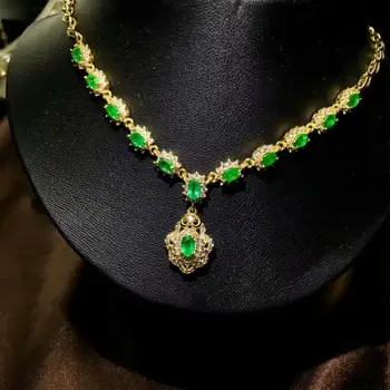 

SHILOVEM 925 sterling silver real Natural Emerald Pendants classic fine Jewelry women wedding wholesale gift new yhz03040305agml