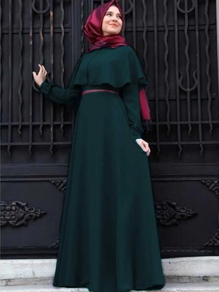 Абая Дубай Абая для женщин мусульманское платье для женщин gamis мусульманское wanita robe Дубай moslim jurken robe musulmane femme djelaba femme - Цвет: dark green