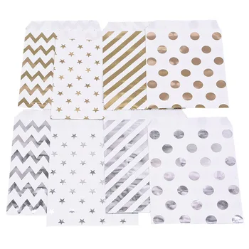 

25pcs Gift Bags Paper Gift Bag Wedding Party Favor Candy Gift Bags Food Packaging Supplies Paper Popcorn Bags Food Safe chevron