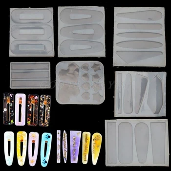 

7Pcs Handmade Barrettes Silicone Epoxy Resin Molds Hair Pins Jewelry Casting Mold Hair Clip Silicone Molds Jewelry Tools