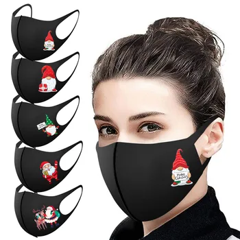 

5PCS Adult Christmas Mouth Mask for Protection Washable Earloop Mask Reuseable Face Mask Windproof Face Shield Mouth Caps