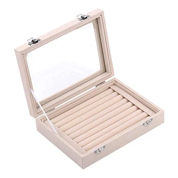 

7 Slot Velvet Jewelry Ring Display Rack Earring Storage Box Jewelry Collection Box