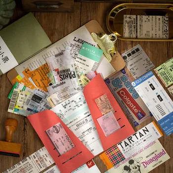 

Mohamm 50Pcs Bill Collector Series Retro Note Portable Memo Decoration Scrapbooking Paper Creative Stationary School Supplies