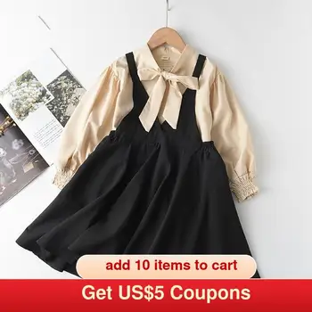 

Melario Kid Dress Fashion Costumes 4-13Y Girls Casual Suspender Dress with Bowknot Teenager Girl Princess Outfit Clothing