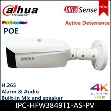 Dahua 4k câmera ip IPC-HFW3849T1-AS-PV 8mp cheio-cor ativa dissuasão fixo-focal bala wizsense câmera de rede