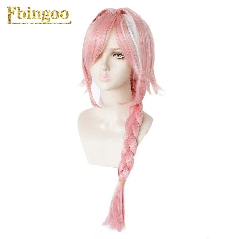 Ebingoo игра Fate apocriph Astolfo Косплей парики длинный Плетеный Розовый Синтетический парик для Хэллоуина Косплей парик+ 3 Черная Шпилька-бант