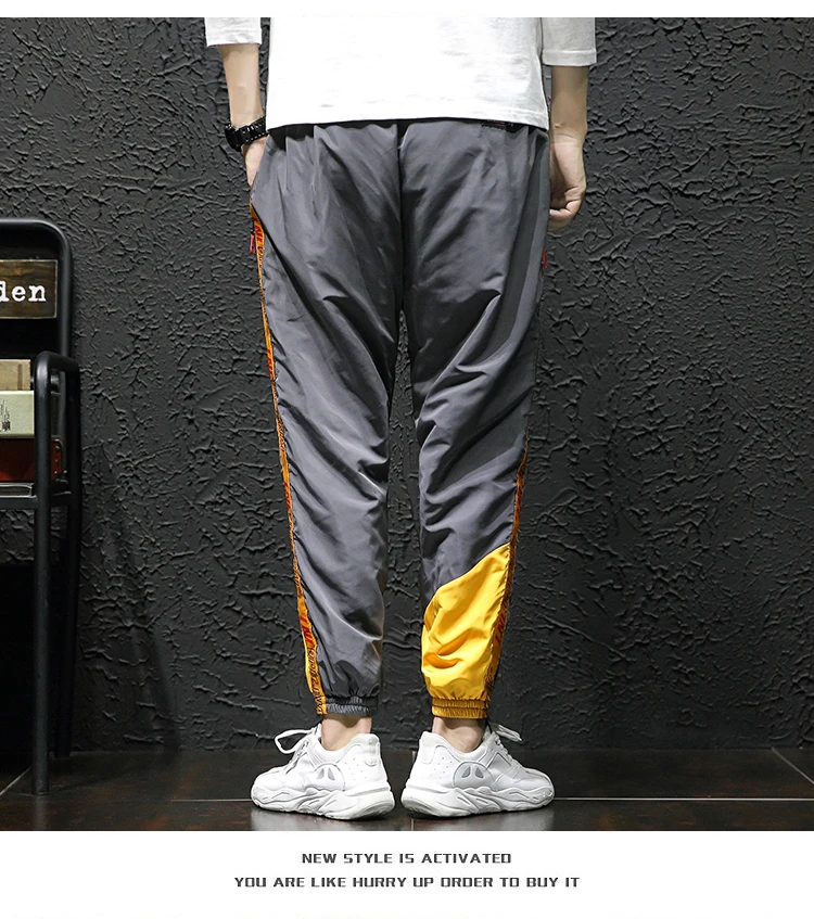 Модные уличные мужские повседневные спортивные брюки вертикальные полоски, строчки, Свободные Комбинезоны, хлопковые ноги, корейский стиль, мужские спортивные штаны