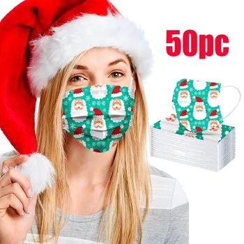 

50/100pc Face Mask Adult Christmas Disposable Unisex Print Mascarillas 3-layer Nonwove Masks Breathable Protective Masque Маска