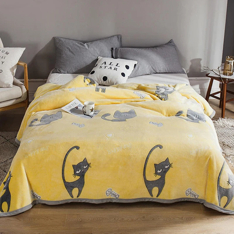 

Cartoon Style Coverlets Bedspread Linen Cotton Multi-function Air Conditioning Summer Cool Quilt Yarn Dyed Modern Simple Style