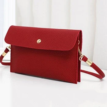 

2019 Fashion Women PU Leather Litchi Pattern Messenger Bag Shoulder Bag Ms. Pure Color Buckle Small Square Tote Bag