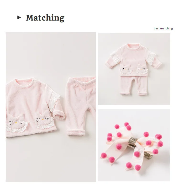 DB12186 dave bella/пижамный комплект для детей, осенняя домашняя одежда для маленьких девочек розовый костюм для сна с длинными рукавами для малышей