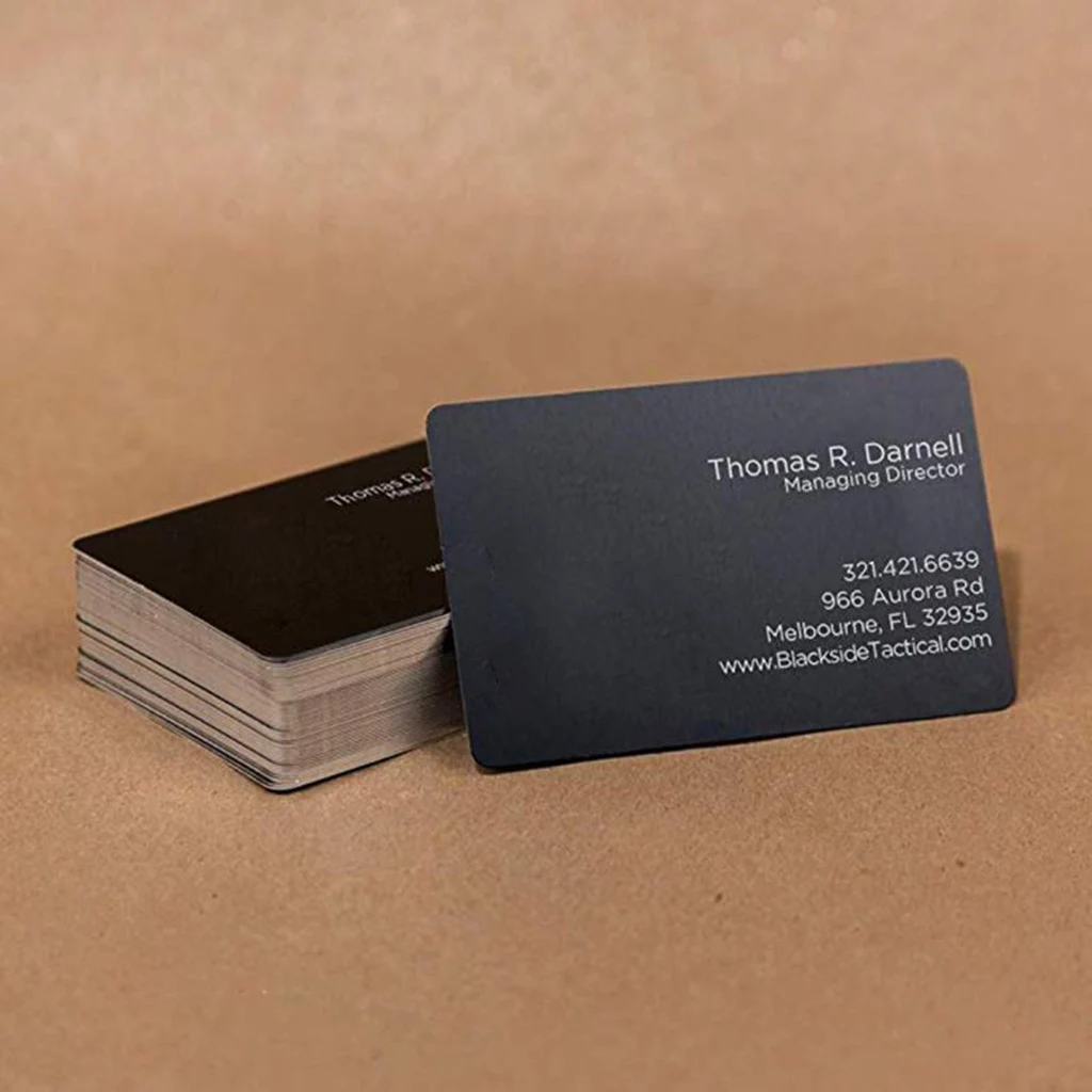 Tarjetas De Visita De Metal - 50 Unidades | Aleación De Aluminio 0.22mm | Imprimibles | Negras