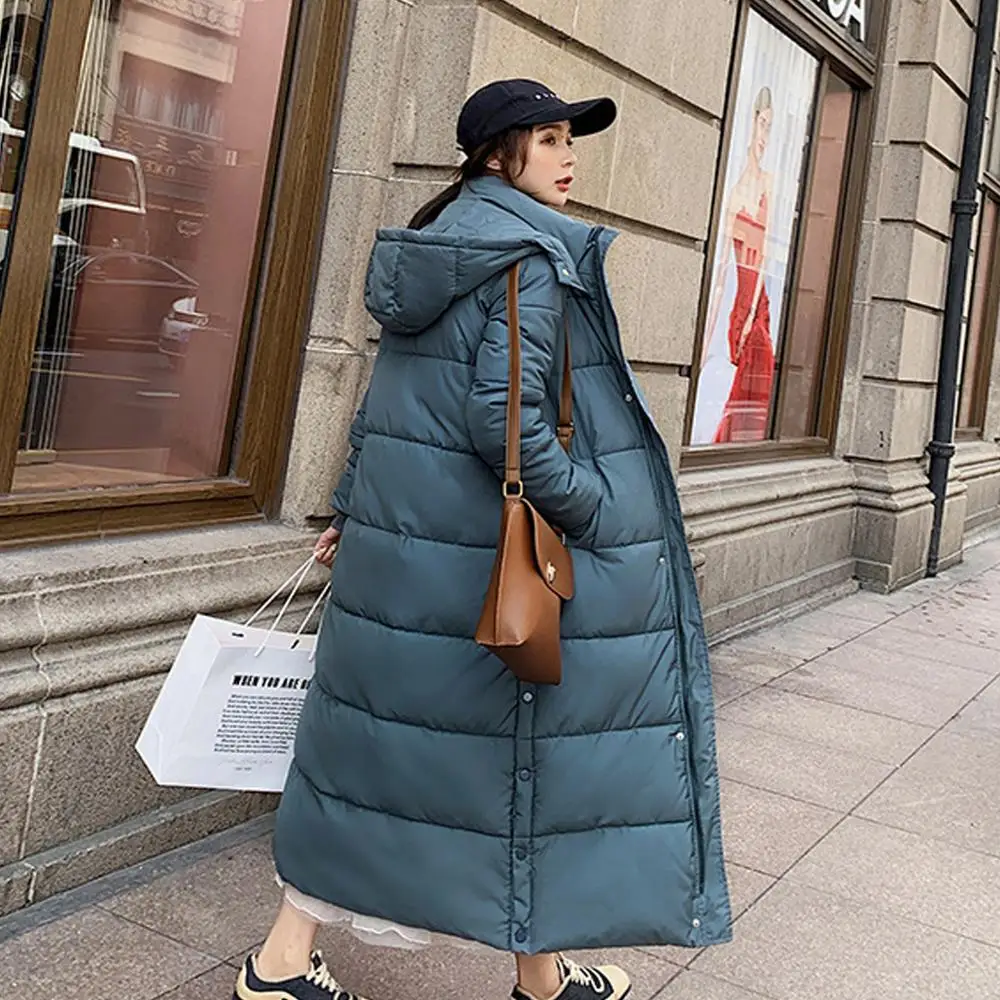 winter new Korean version of loose students thick super long paragraph over the knee commuter coat down jacket cotton women