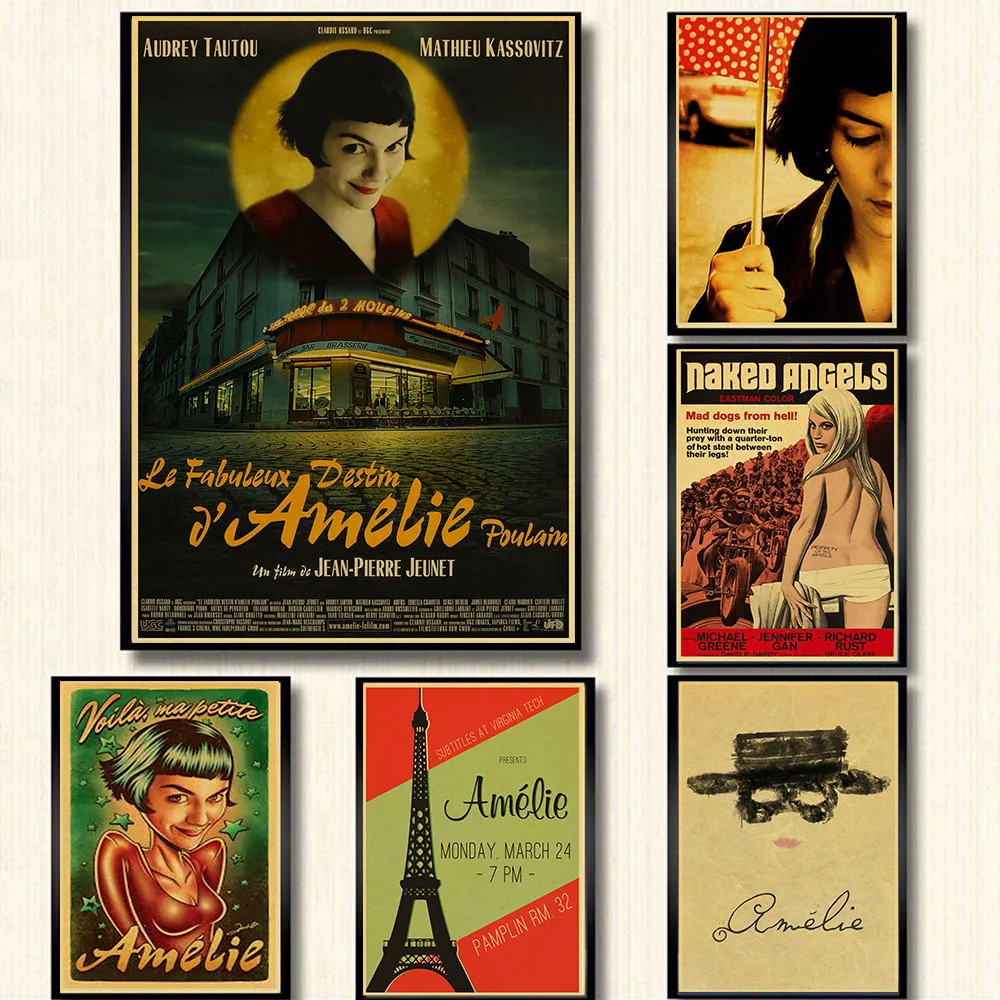 Классический фильм Amelie Ретро плакат крафт бумага обои Бар Кафе гостиная