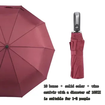 

10 Bone Plain Automatic Umbrella Strike Cloth Sun Sun Visor Fold Windproof Tri-Fold Umbrella