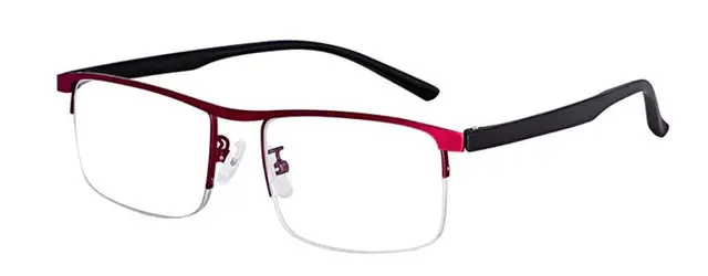 Hot Sale Progressive Reading Glasses Multifocal Anti Blue Ray Glass Glasses Half Frame Metal Alloy Men Women 1.5 1.0 2.5 Black Red