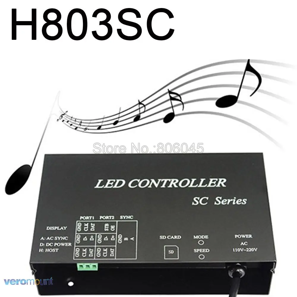 H803SC 2560 пикселей sd карта RGB светодиодный контроллер DMX512 WS2812 микрофон и аудио