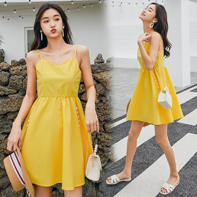 

2019 Summer Wear New Style Korean-style WOMEN'S Wear Short-height Strapped Dress Sleeveless Sexy Strapless Dress