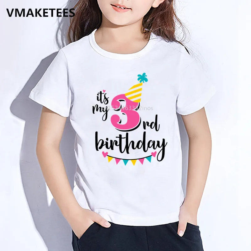Детская футболка с надписью Happy Birthday Number 1 9 забавная цифрами для девочек и