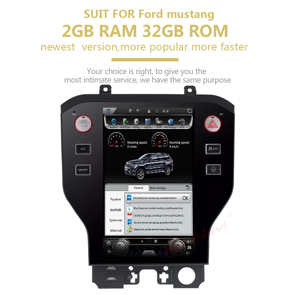 Sale KiriNavi 11.8" Vertical Screen Tesla Style 1 Din Android Car Radio Gps Navigation For Ford Mustang Car Multimedia DVD Player 4G 1