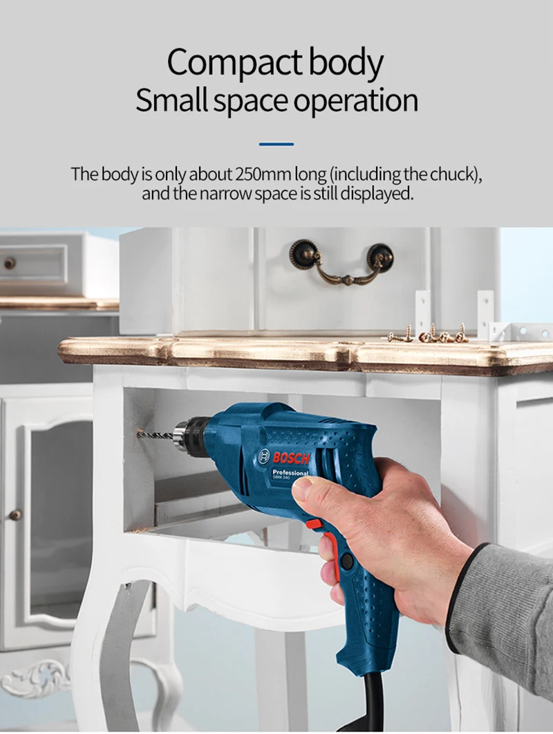 BOSCH GBM340 Электрическая дрель электрическая шуруповерт дрель с фонариком электрическая многофункциональная ручная бытовая электрическая дрель GBM340