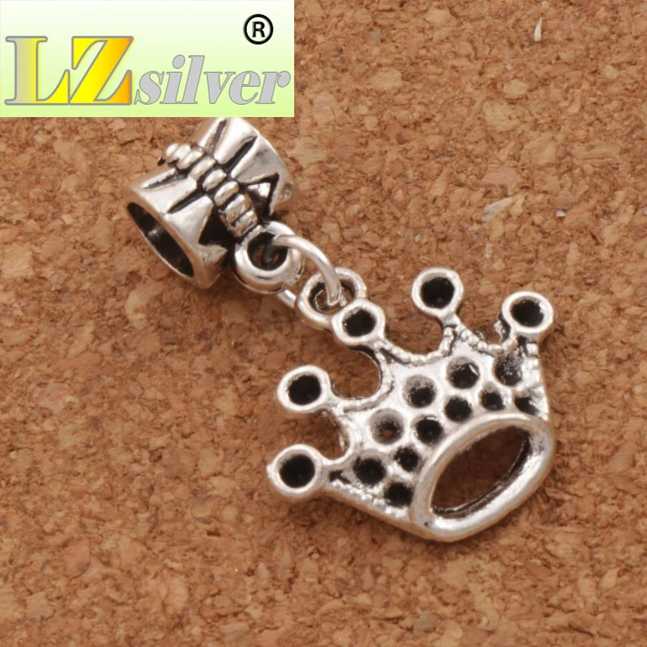 Crown Big Hole Beads 100PCS Zinc Alloy Dangle Fit European Bracelets B302 27.4x18mm