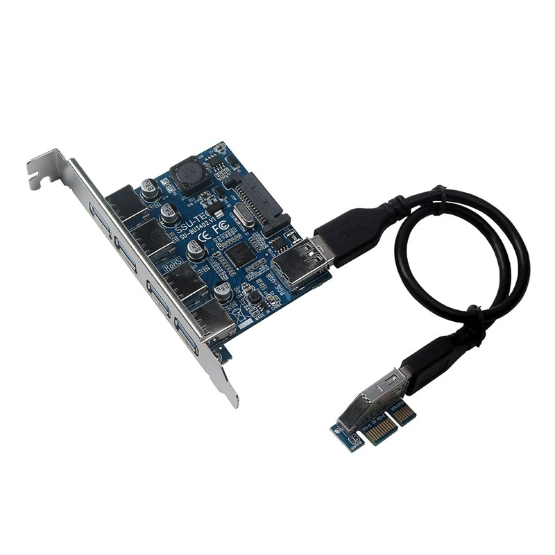 Четыре порта Usb 3,0 Супер быстрая 5 Гбит/с Pci-E Плата расширения Pci Express адаптер конвертер карта блок питания для настольного ПК w