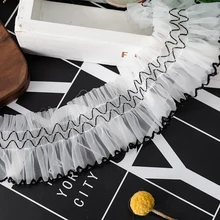 

Pleated Organza Lace Fabric For Sewing Clothes Dress Needlework Accessories 5cm Wide Diy Crafts Supplies Tulle Ribbon 2yards New