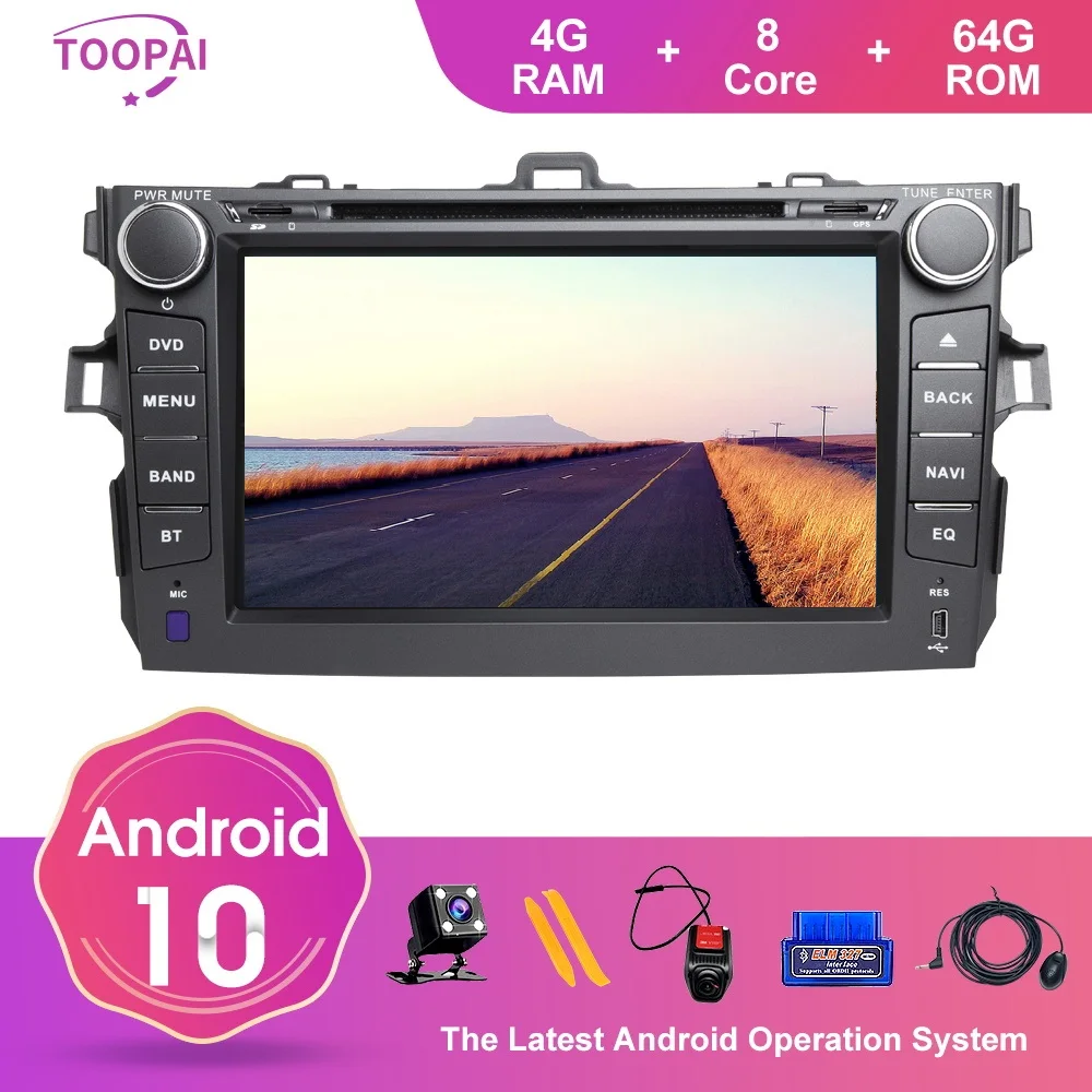 TOOPAI Android 10 для Toyota Corolla 2007 2008 2009 2010 2011 авто радио головное устройство GPS навигация