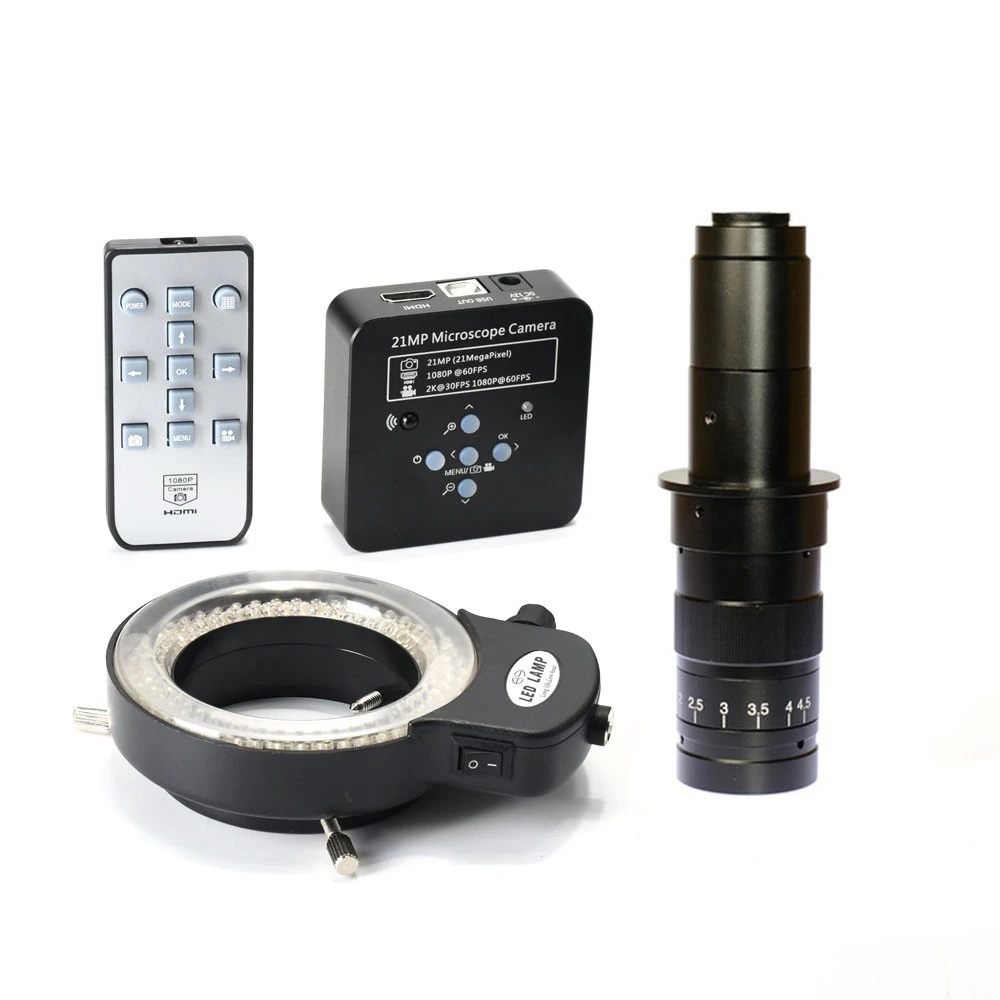 

1080P 60FPS 2K 21MP 100X 180X 300X C-Mount Lens HDMI USB Industrial Electronic Digital Video Microscope Camera PCB Soldering