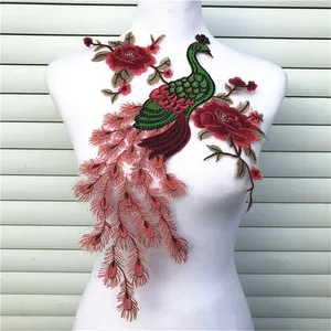 De pavo real de encaje Collar de tela apliques en el escote de costura DIY ropa Ropa Decoración