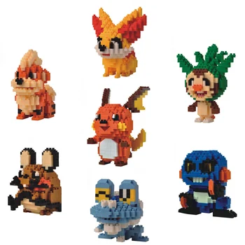 

LNO Mini Building Blocks Growlithe Dedenne Raichu Chespin Cartoon Pocket Monsters Brick Model Games Toys for Collection Block