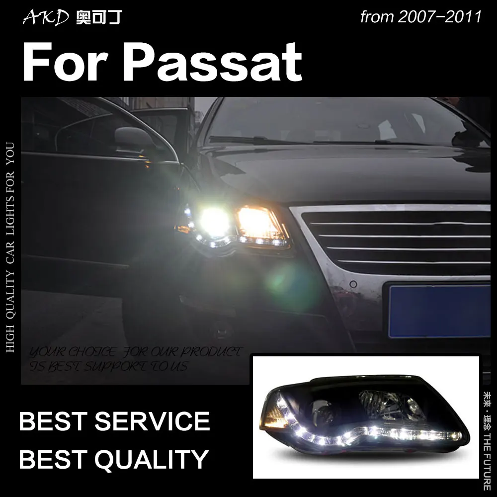 AKD автомобильный Стайлинг фара для VW Passat 2007 2011 Magotan B6 светодиодный DRL Hid Bi Xenon