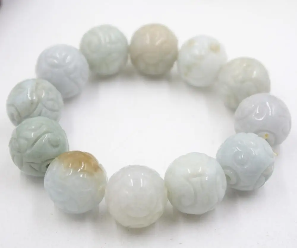 Натуральный класс 18 мм Монета шаблон Круглый нефрит (жадеит) браслет унисекс |