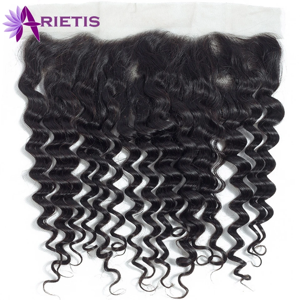 Frontal e Fechamento do Cabelo Humano para Preto Pré-arrancado com o Cabelo do Bebê Transparente Profunda Onda 100% Remy Cabelo Humano hd 13x4 3 Apliques e perucas