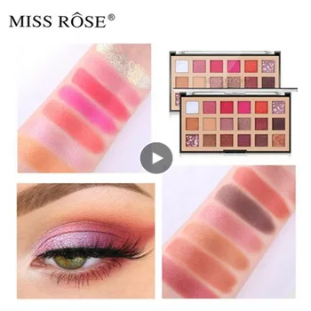 

MISS ROSE Eyeshadow Palette 18 Colors Shades Makeup Pigmented Shimmer Beauty Waterproof Pigment Pearlescent Smoky Wedding TSLM1