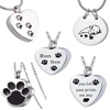 Unisex Stainless Steel Pet,Dog/Cat Jewelry Paw Print Cremation Jewelry Ashes Holder Pet Memorial Urn Necklace For Memory 1