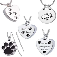 Unisex Stainless Steel Pet,Dog/Cat Jewelry Paw Print Cremation Jewelry Ashes Holder Pet Memorial Urn Necklace For Memory 1