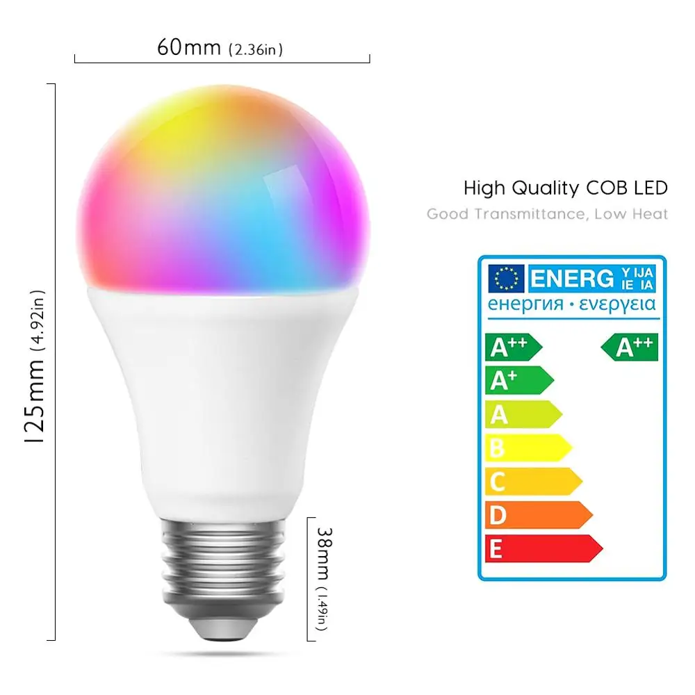 Tuya Wifi Пульт дистанционного управления 8 Вт rgb Светодиодная лампа совместима с Alexa и Google Home IFTTT E26/E27 смарт-плафоны для дома