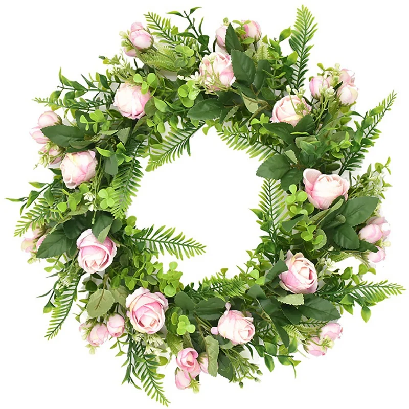 Artificial Rose Flower Wreath Spring for Front Door Wall Window Wedding Party Farmhouse Garden Office Home Decor | Дом и сад
