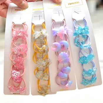 

10PCS Cartoon New Cute Coloured Shell Kids Elastic Hair Bands Children Ropes Girls Accessories Baby Headdress Princess Headwear